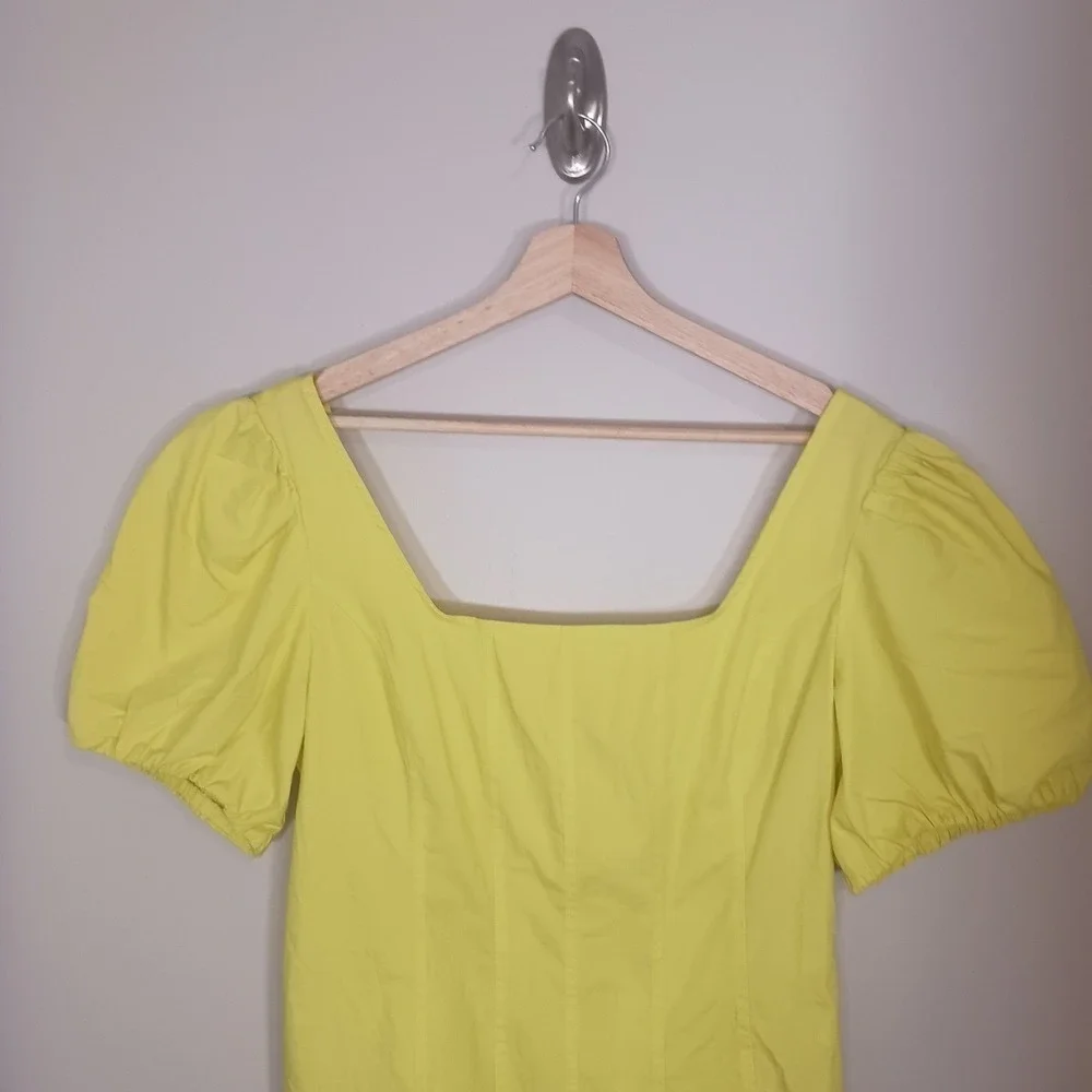 J.Crew Yellow Square Neck Puff Sleeve Top 12 Cotton Corset Milkmaid Blouse